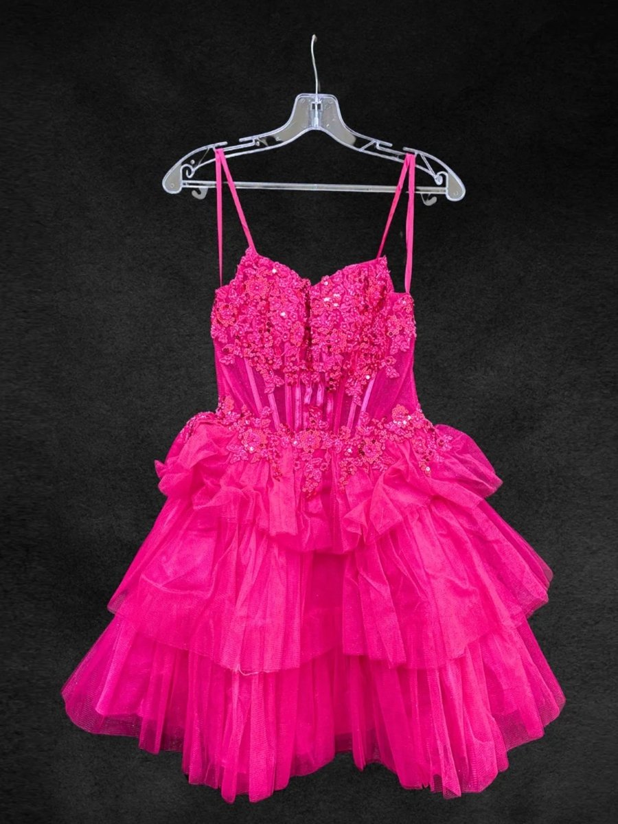 Galadriel | Fuchsia - Strapless A Line Tulle Homecoming Dress With Appliques