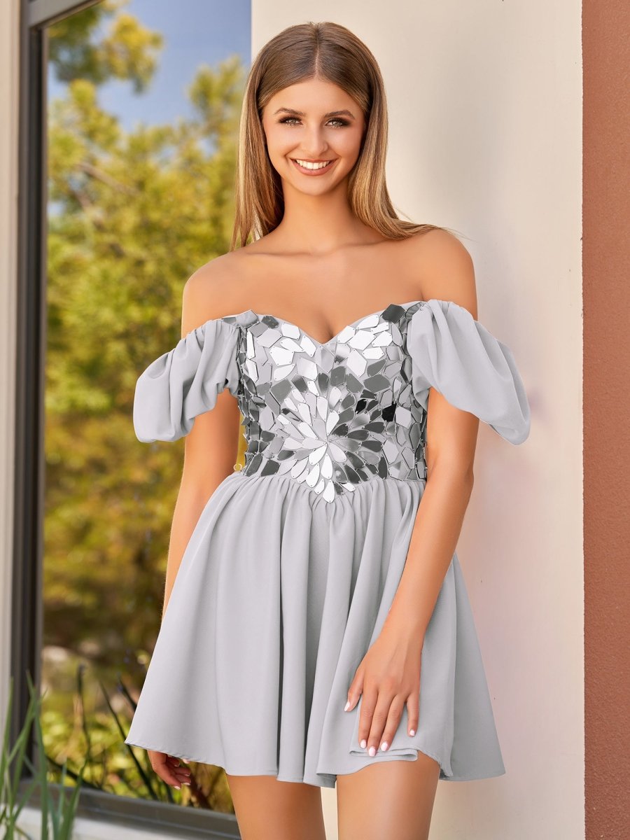 Galatea | A-Line Short Red Cut-Glass Sweetheartg Dress