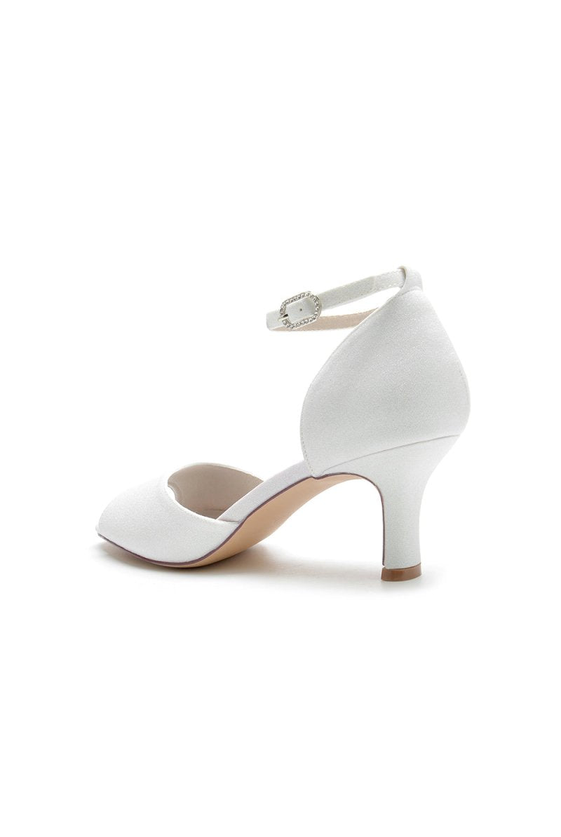 Glitter Crystal Peep Toe Chunky Heels - KissProm