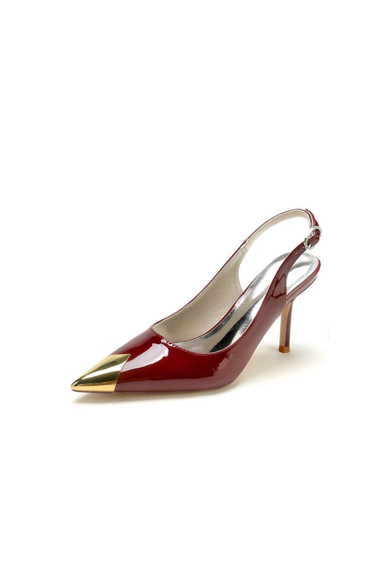 Glitter Crystal Wedding Shoes with Slingback Strap - KissProm