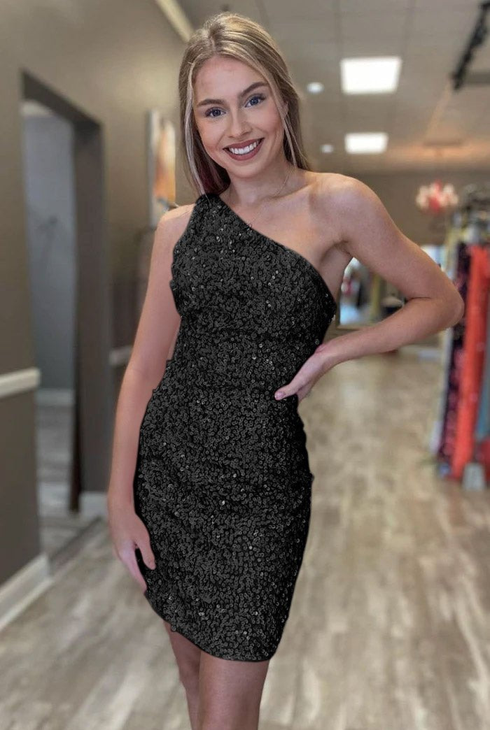 Vicky |Sheath One Shoulder Sequins Homecoming Dress