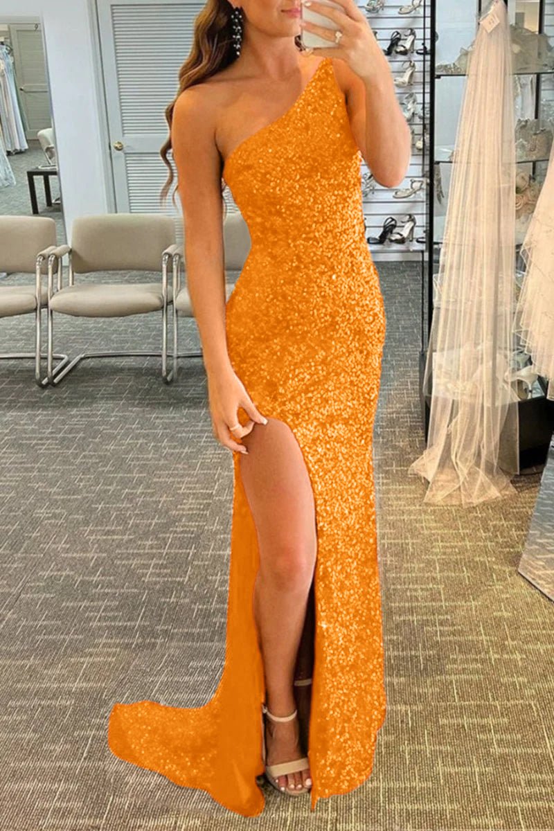 Aurelia |Glitter Black Sequins Long Prom Dress with Slit