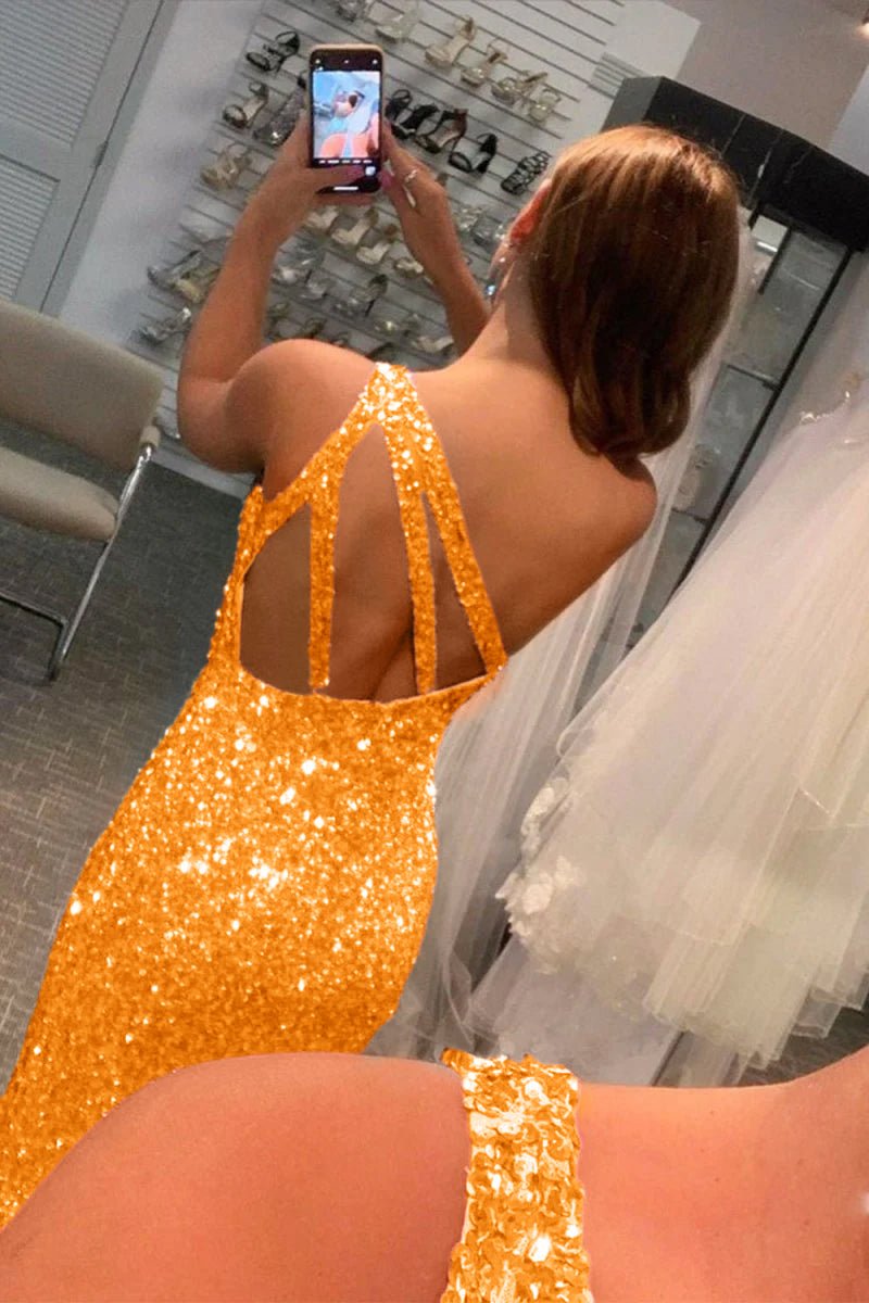 Aurelia |Glitter Black Sequins Long Prom Dress with Slit