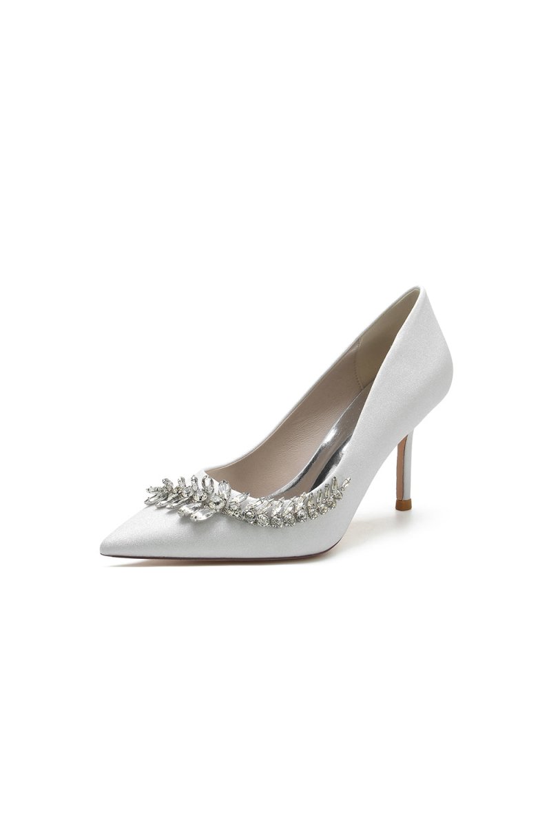 Glitter Pointed Toe Women's Wedding Shoes With Rhinestone - KissProm