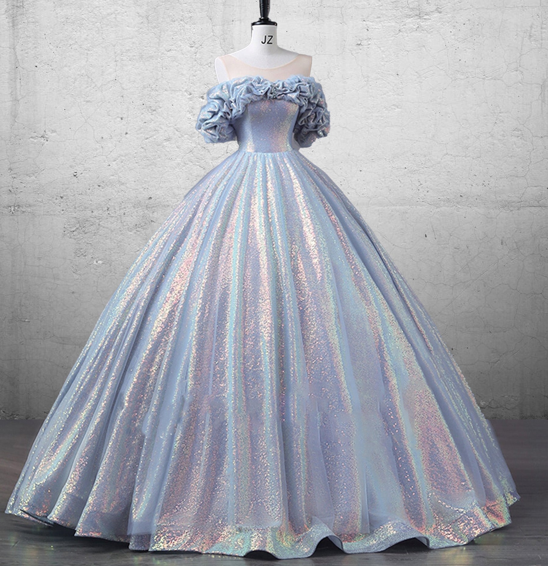 Glitz Mermaid  Blue Bridal Gown Fairy Prom Dress Dress