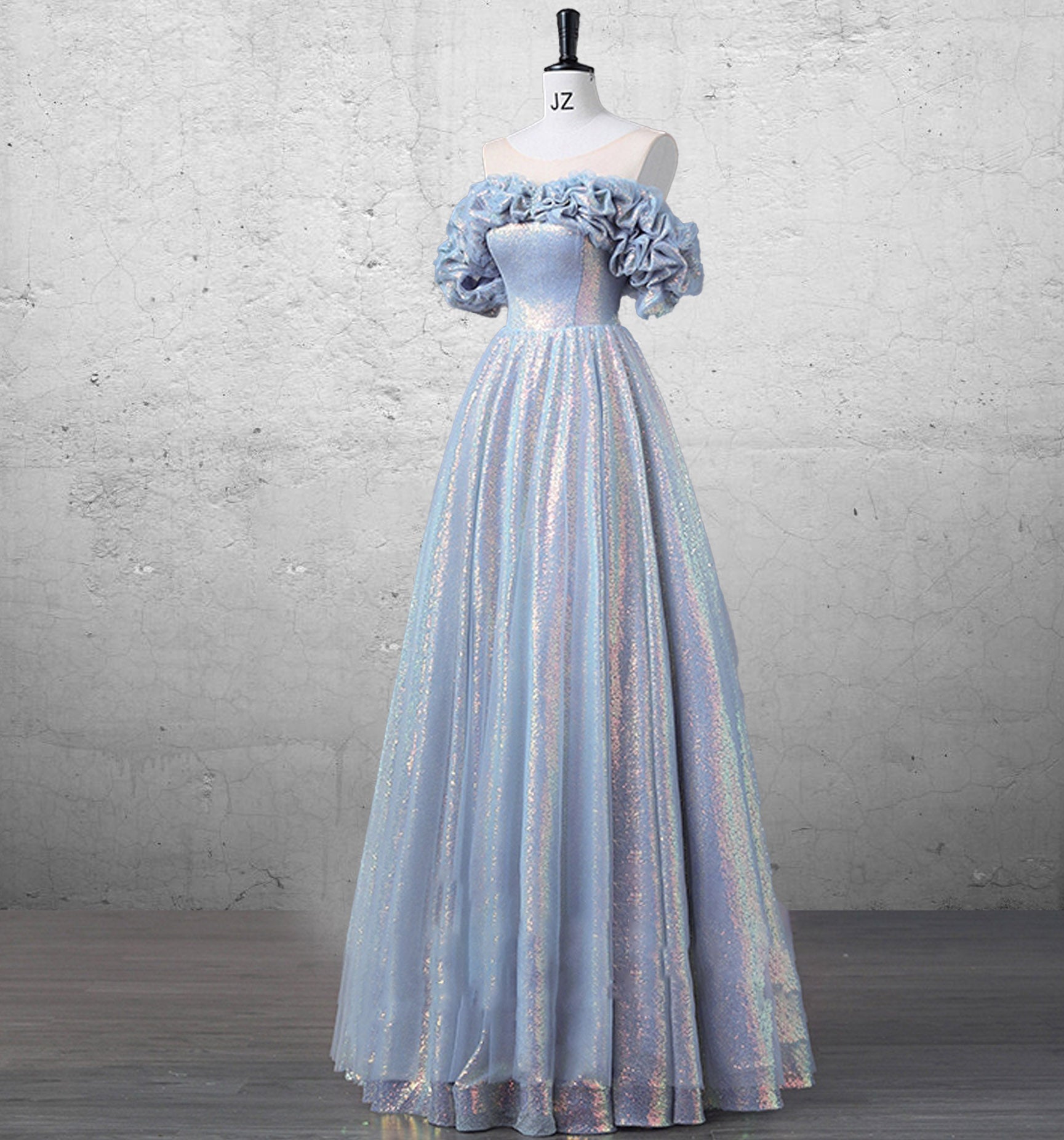 Glitz Mermaid  Blue Bridal Gown Fairy Prom Dress Dress