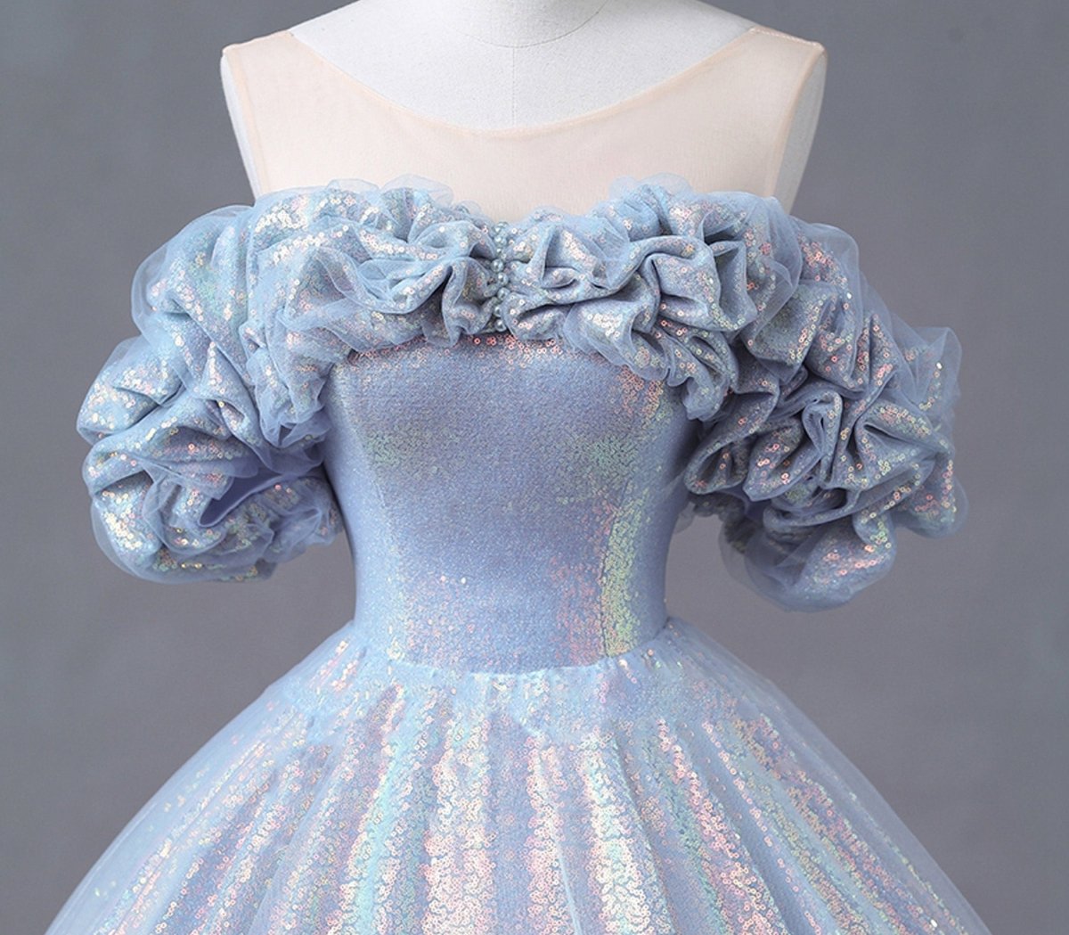 Glitz Mermaid Blue Bridal Gown Fairy Prom Dress Dress