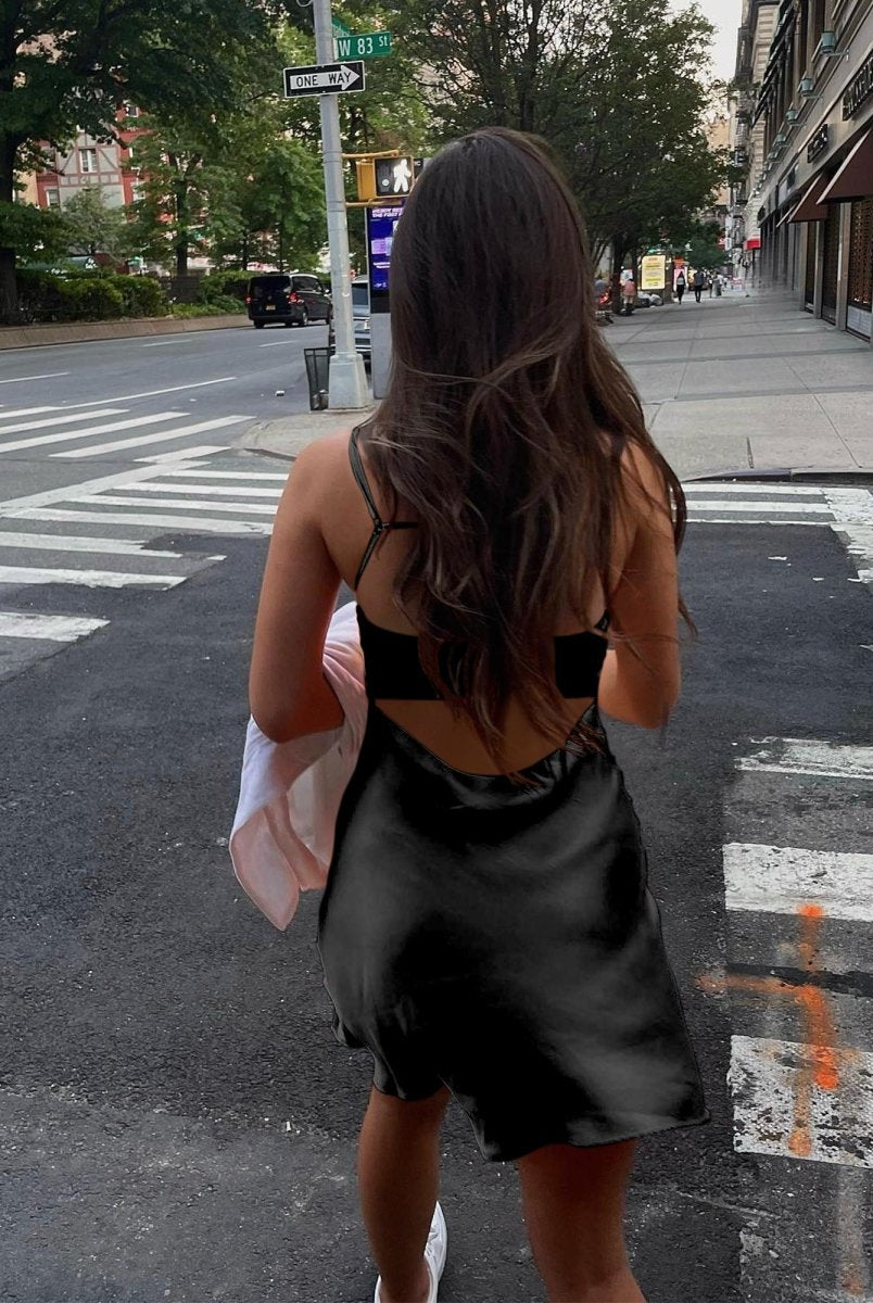 Glyniss | Black - Straps A-line Short Cocktail Dress