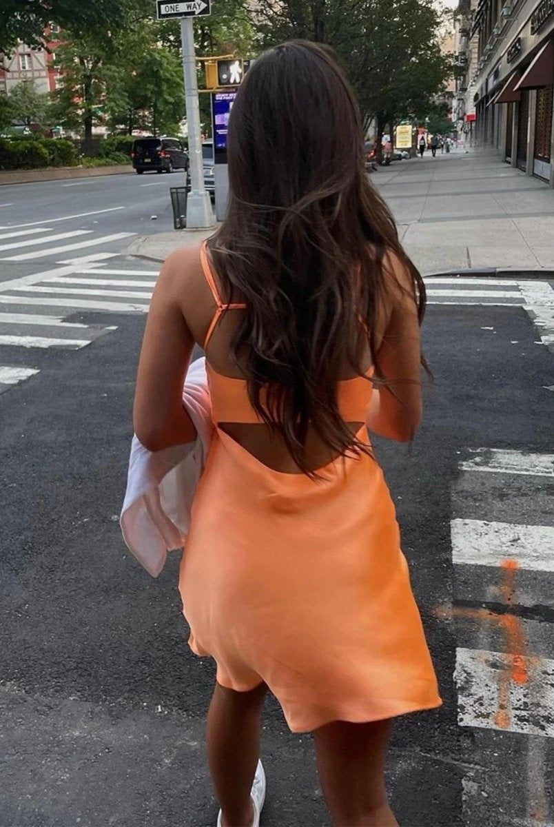 Glyniss | Orange - Straps A-line Short Cocktail Dress