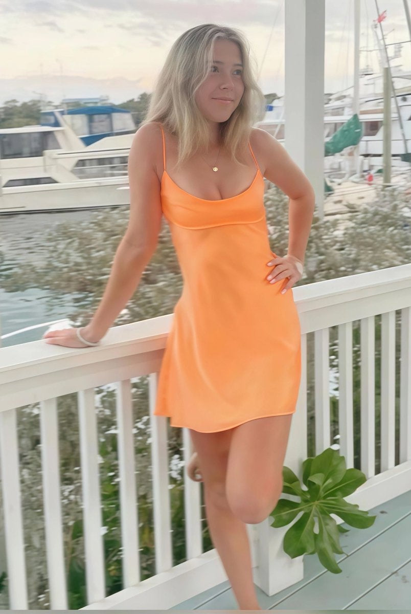 Glyniss | Orange - Straps A-line Short Cocktail Dress