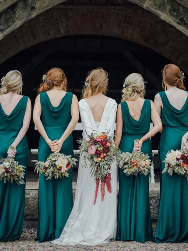 Gogerous Scoop Neck Mermaid Sleeveless Floor - Length Long Bridesmaid Dresses. - KissProm