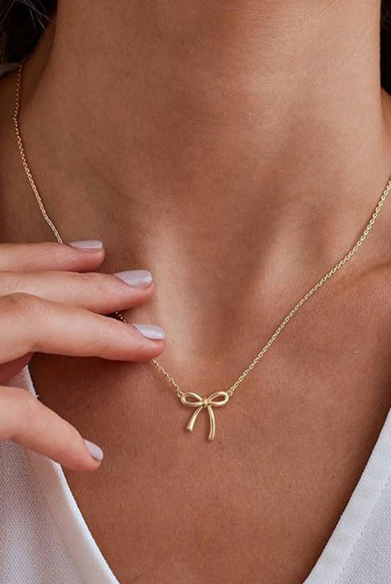 Gold Bow Pendant Necklace