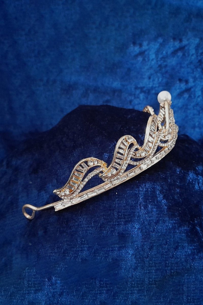Gold Bridal Tiara With Pearl - KissProm