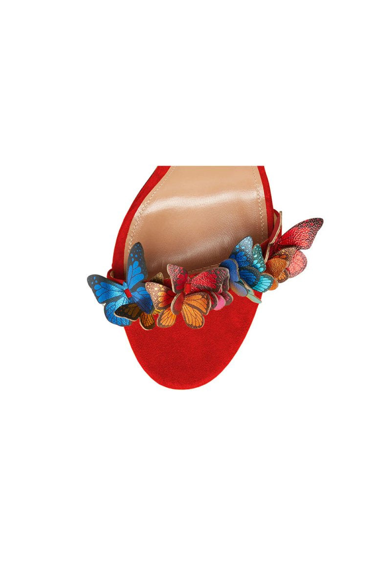 Gold Butterfly Embellished Lace Up High Heel Sandals - KissProm