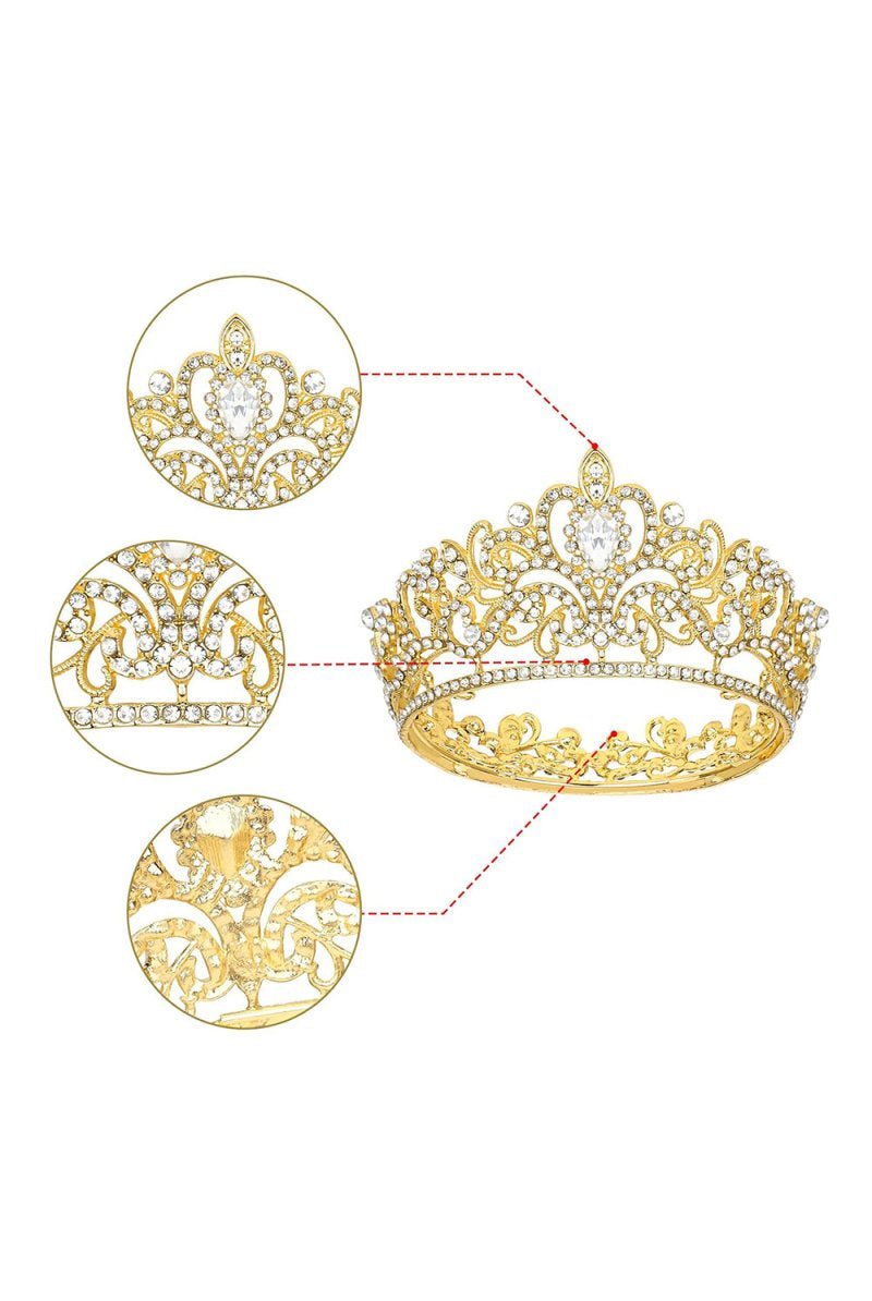 Gold Crystal Crown Accessories Rhinestones - KissProm