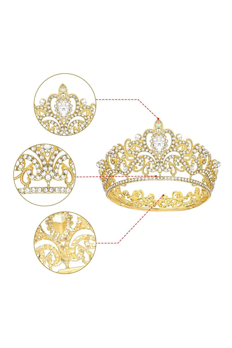 Gold Crystal Crown Accessories Rhinestones - KissProm