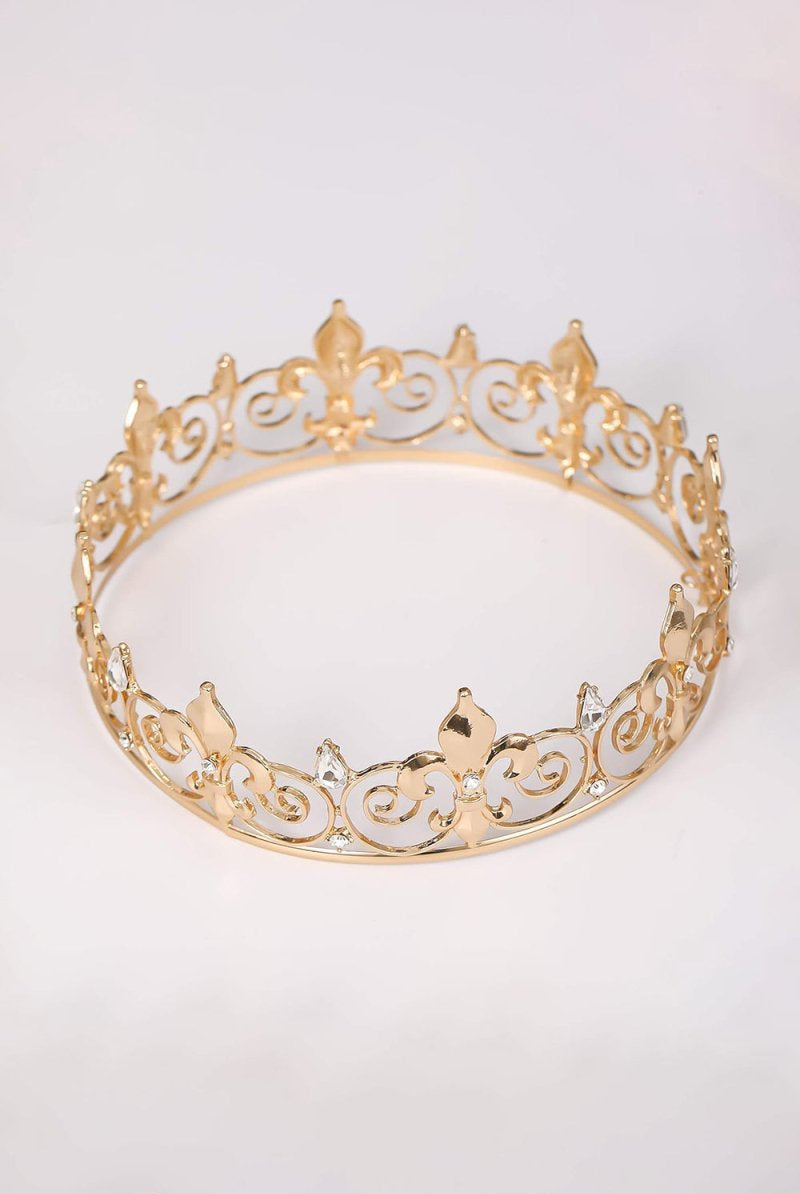 Gold Full Round King Crown - KissProm