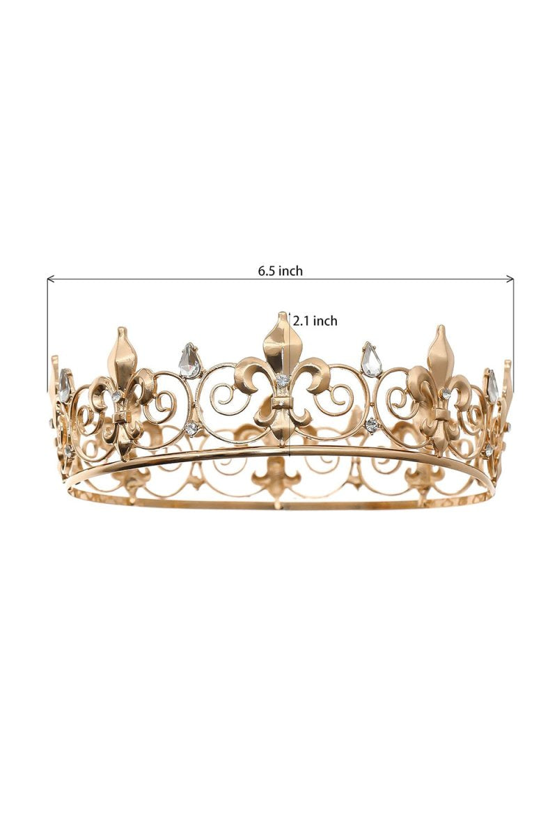 Gold Full Round King Crown - KissProm