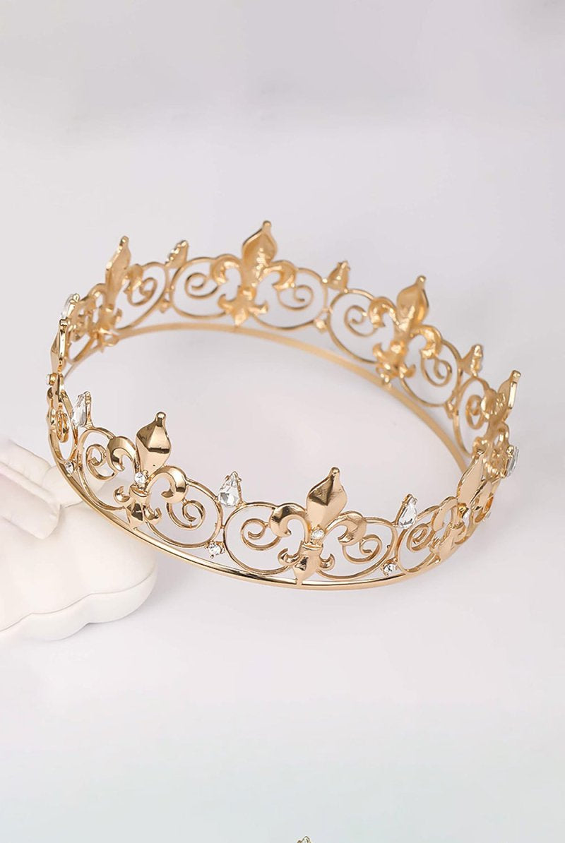Gold Full Round King Crown - KissProm