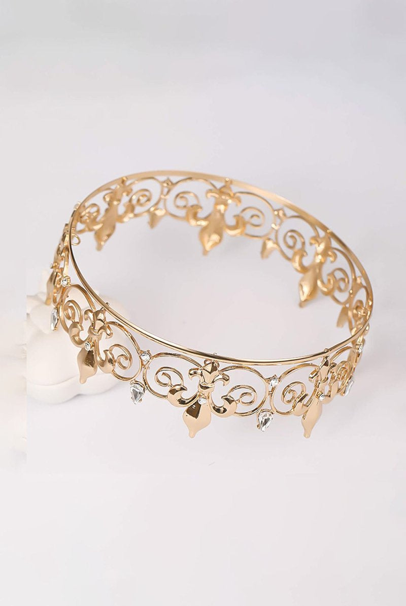 Gold Full Round King Crown - KissProm
