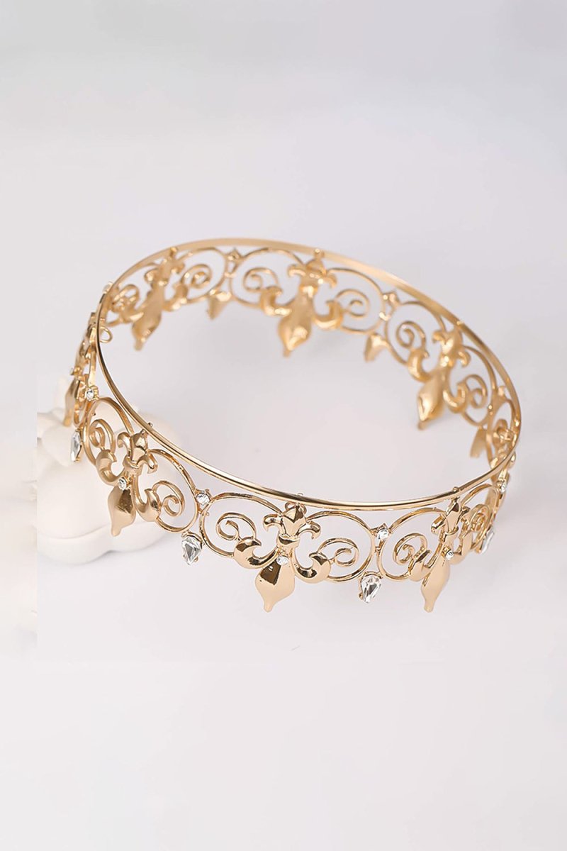 Gold Full Round King Crown - KissProm
