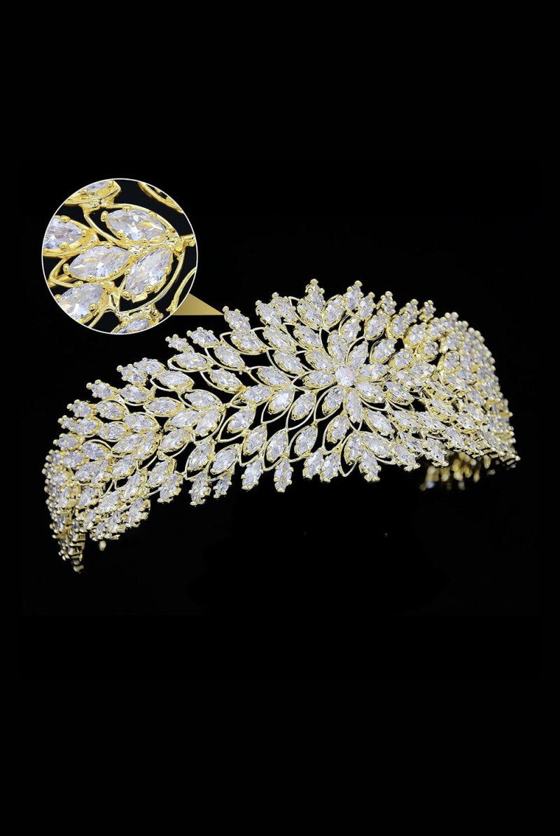 Gold Hair Pieces Crystal Crowns - KissProm