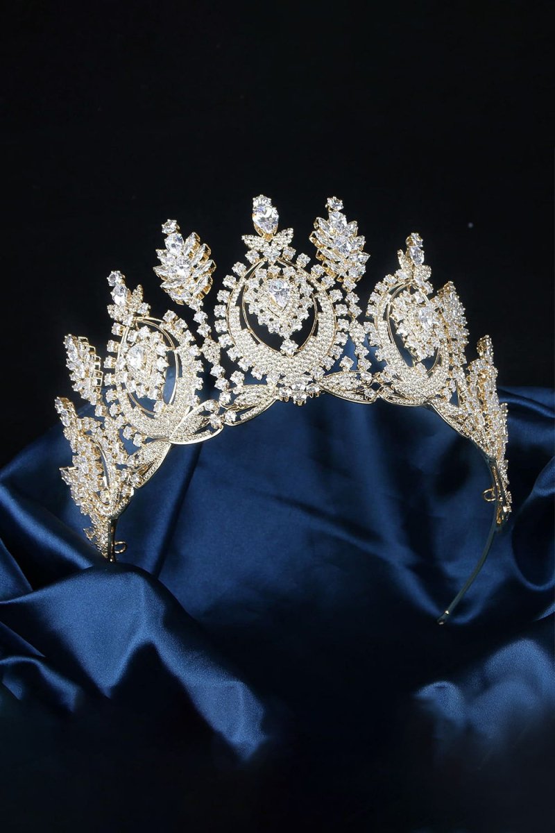 Gold Large Cubic Zirconia Crowns - KissProm