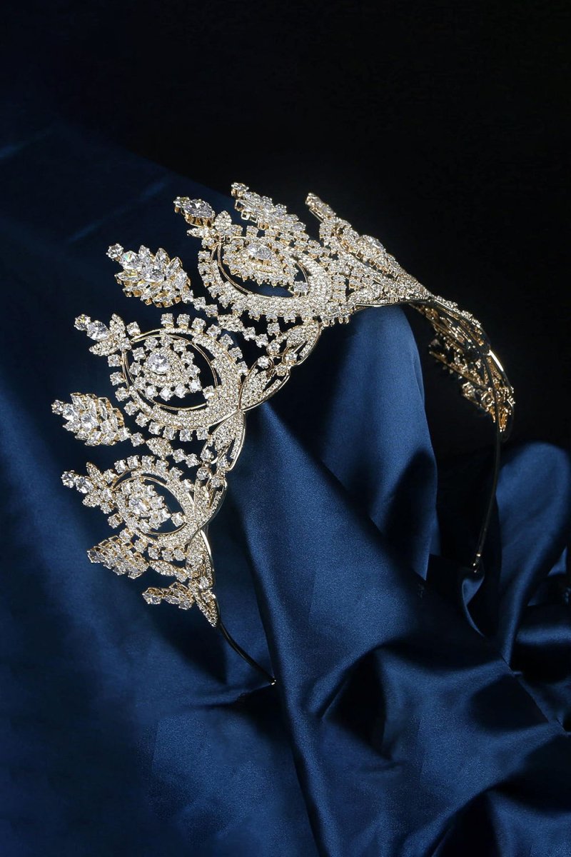 Gold Large Cubic Zirconia Crowns - KissProm