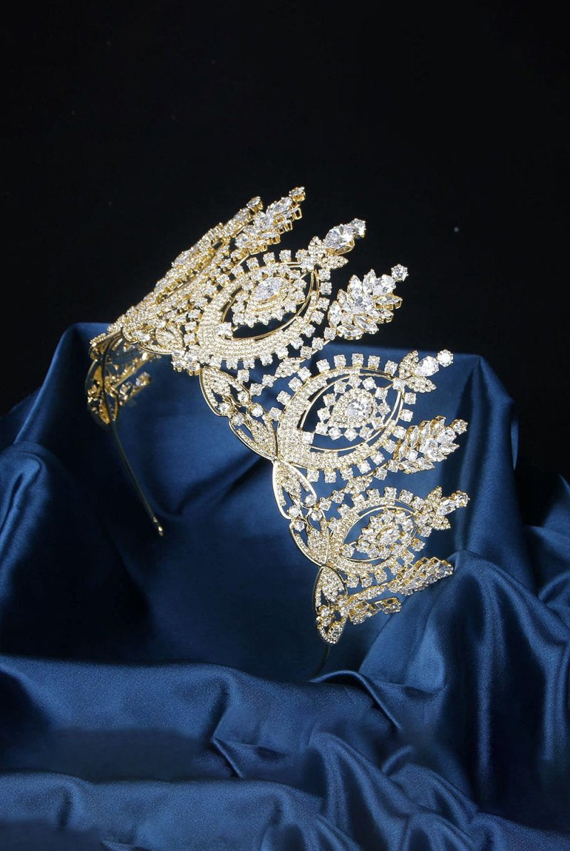 Gold Large Cubic Zirconia Crowns - KissProm