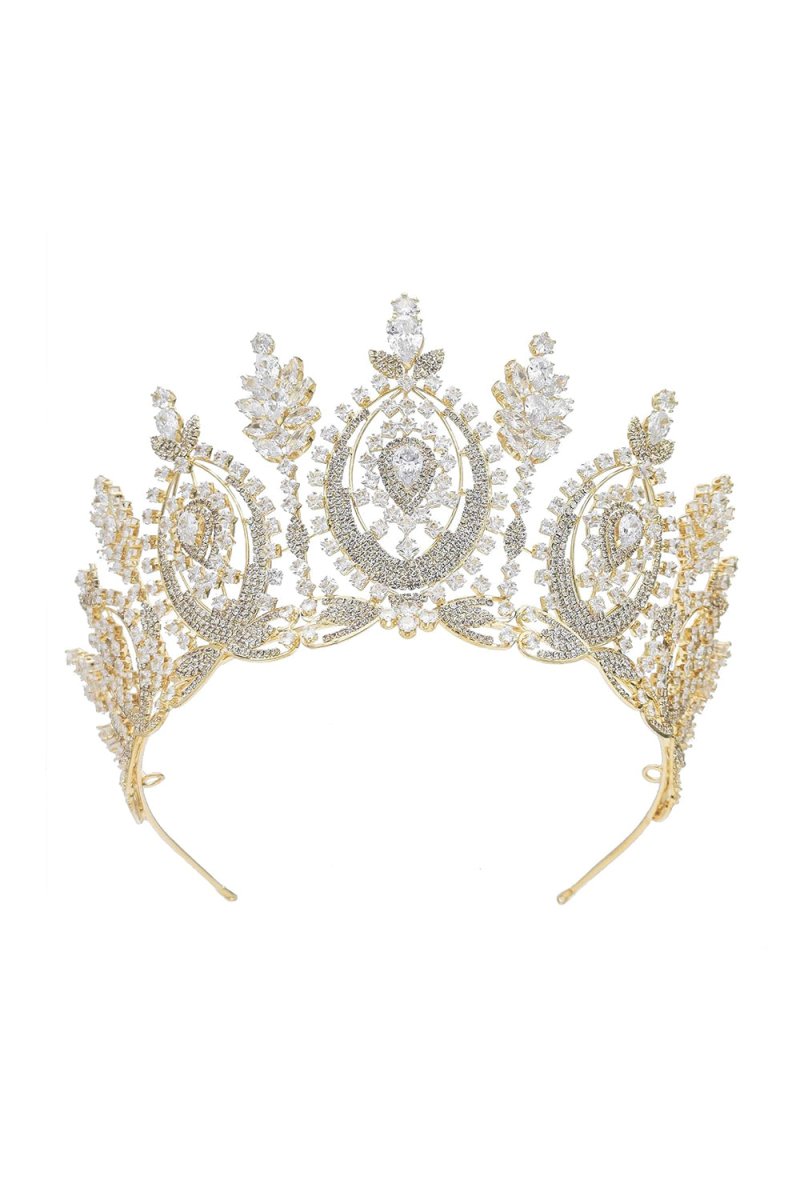 Gold Large Cubic Zirconia Crowns - KissProm