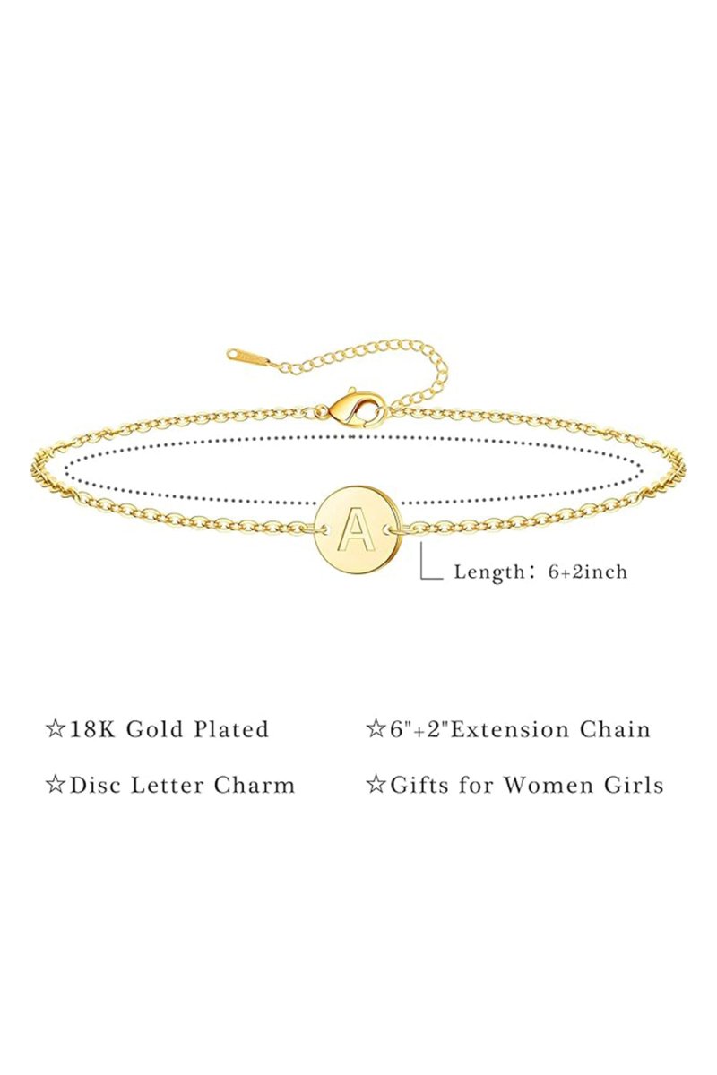 Gold Letter Initial Monogram Bracelets - KissProm
