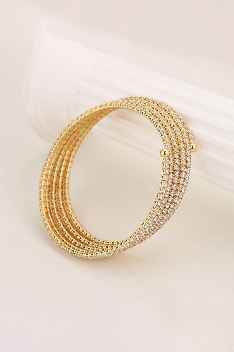 Gold Wrap Cuff MultiLayer Rhinestone Bracelets - KissProm