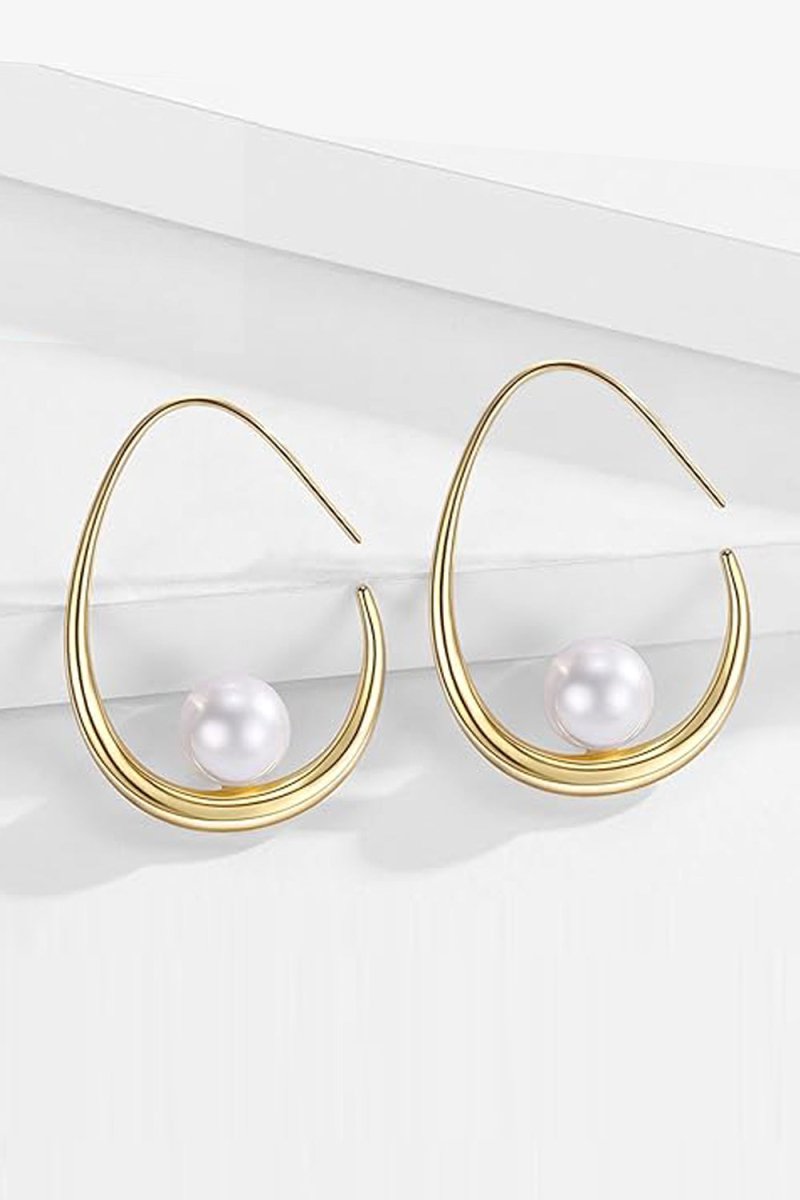 Gold Pearls Drop Earrings - KissProm