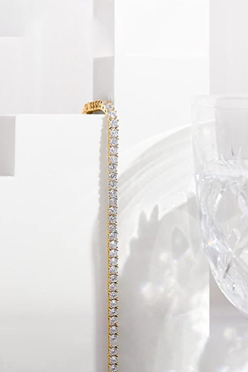 Gold Plated 3mm Cubic Zirconia Classic Tennis Bracelets