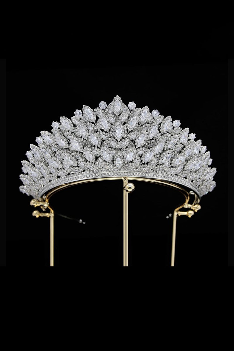 Silver Rheinstone Large Pageant Tiara - KissProm