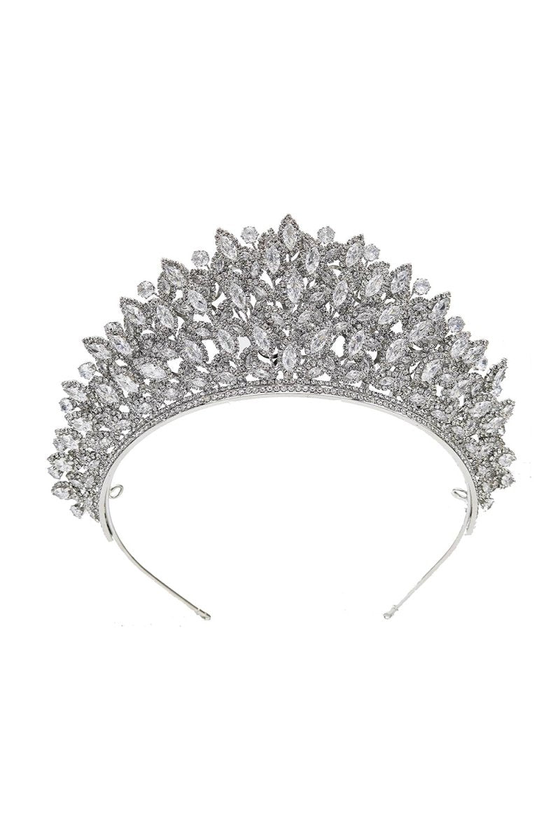 Silver Rheinstone Large Pageant Tiara - KissProm