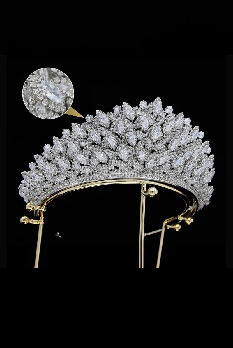 Silver Rheinstone Large Pageant Tiara - KissProm
