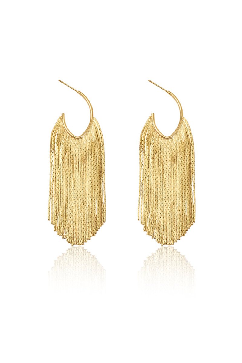 Gold Statement Tassel Long Earrings
