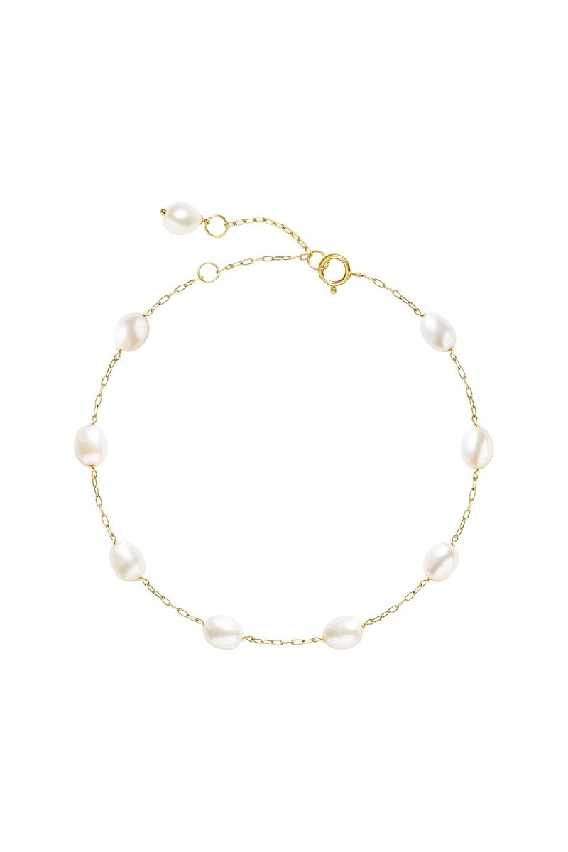 Gold Tin Cup Pearl Adjustable Bracelets - KissProm