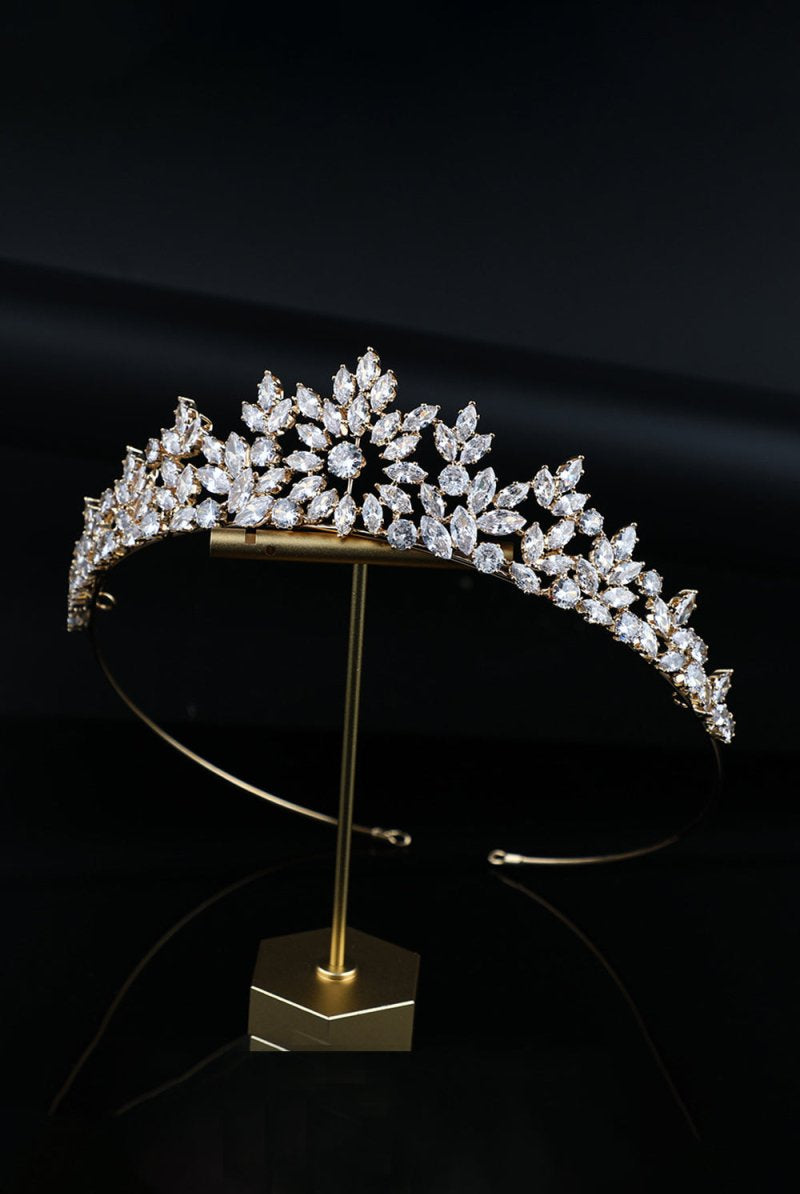 Gold Zirconia Queen Crown - KissProm