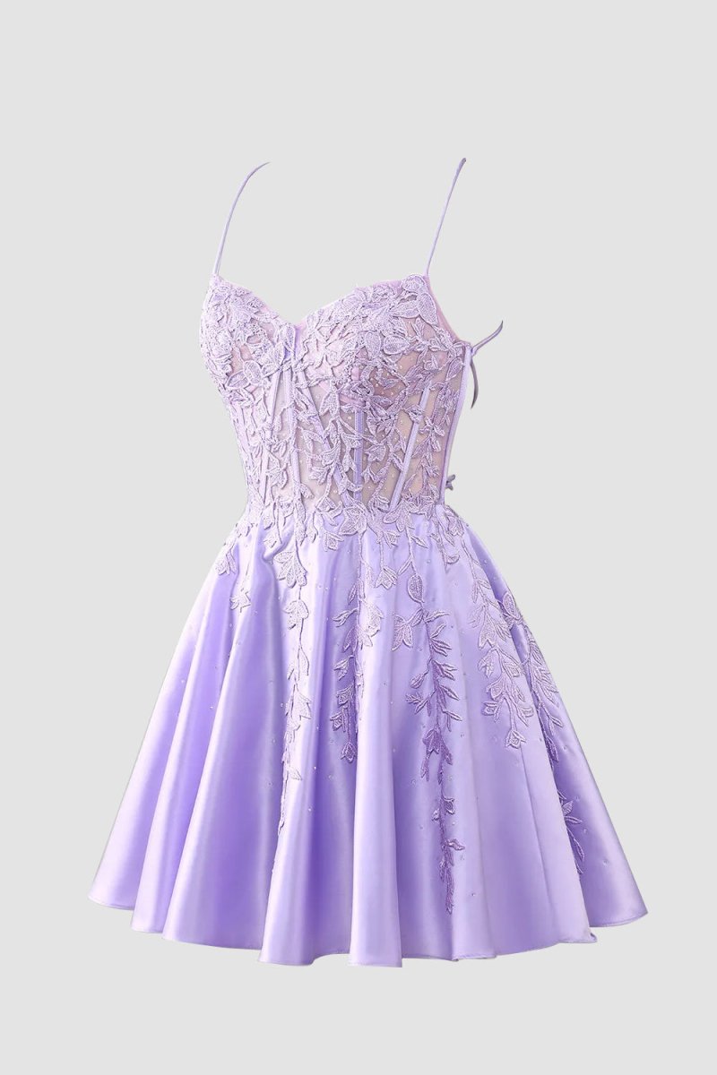 Green Appliques Sweetheart Lace-Up A-Line Short Party Dress