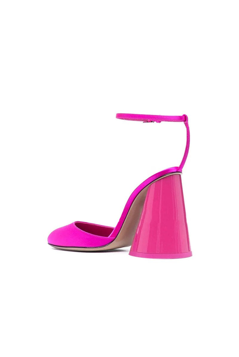 Green Ankle Strap Block Heel Sandals - KissProm