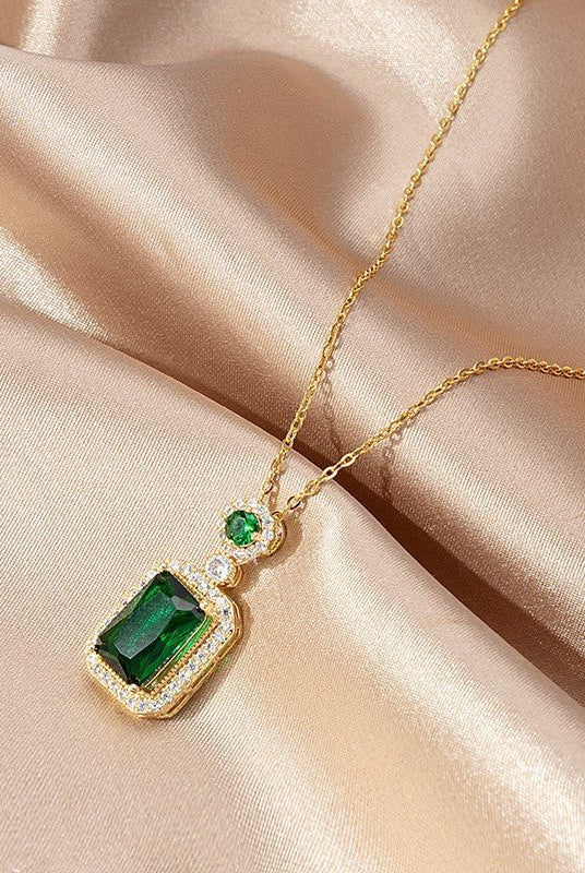 Green Zircon Pendant Necklace - KissProm