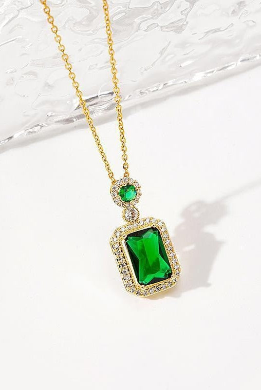 Green Zircon Pendant Necklace - KissProm