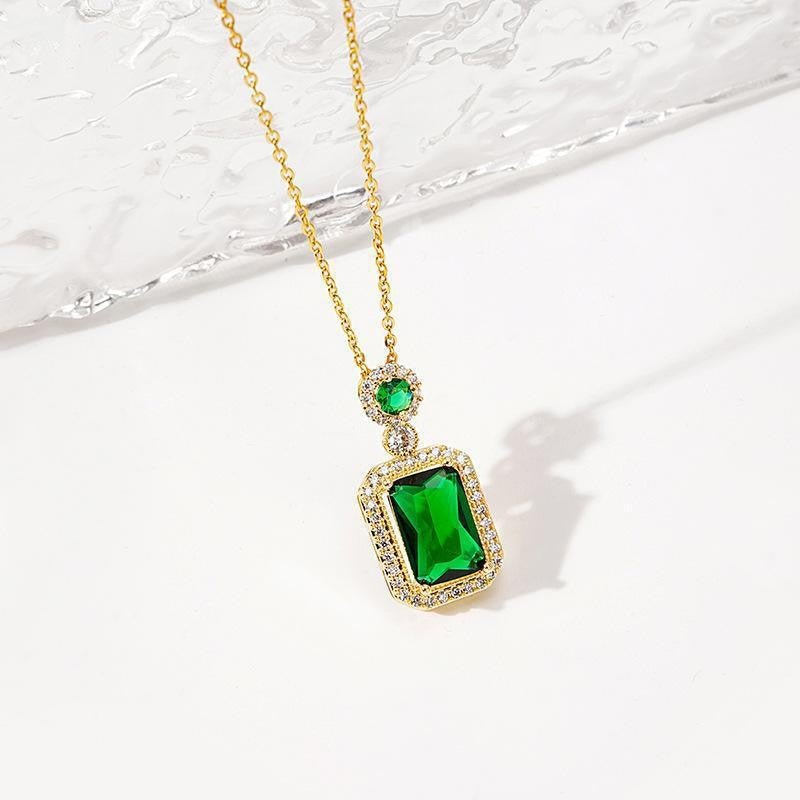 Green Zircon Pendant Necklace - KissProm