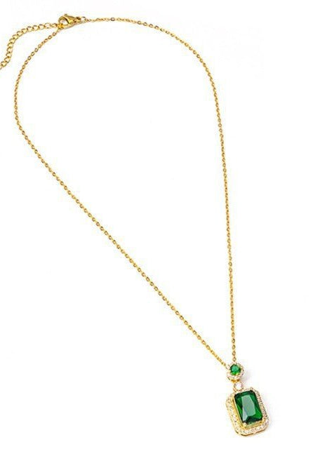 Green Zircon Pendant Necklace - KissProm