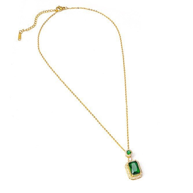 Green Zircon Pendant Necklace - KissProm