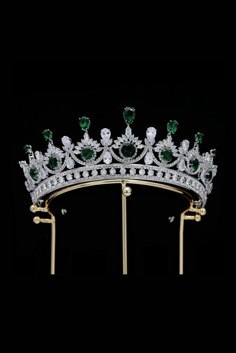Green Zircon Wedding Crown - KissProm