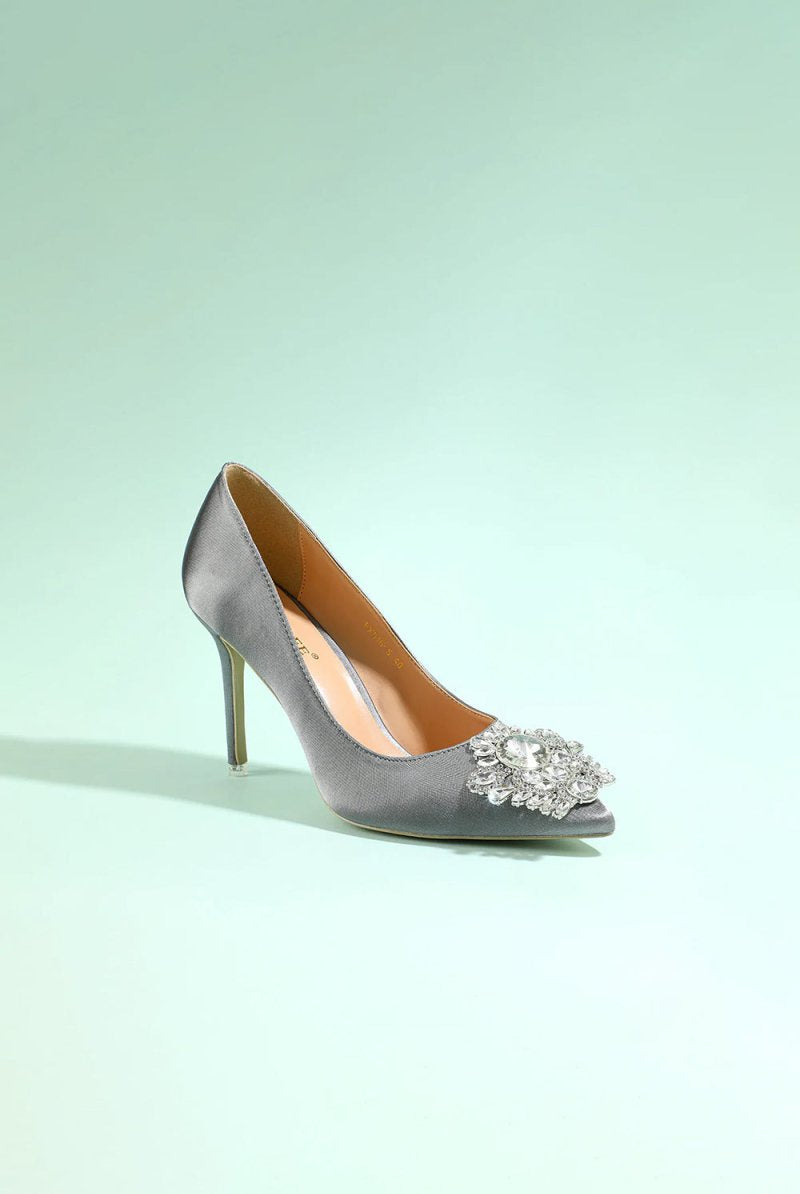 Grey Rhinestone Party Shoes - KissProm