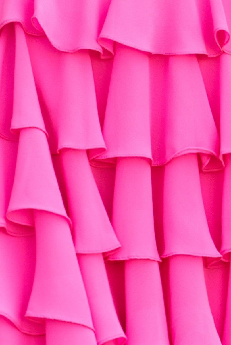 Everett | Hot Pink - Halter Lace and Chiffon Ruffle Homecoming Dress